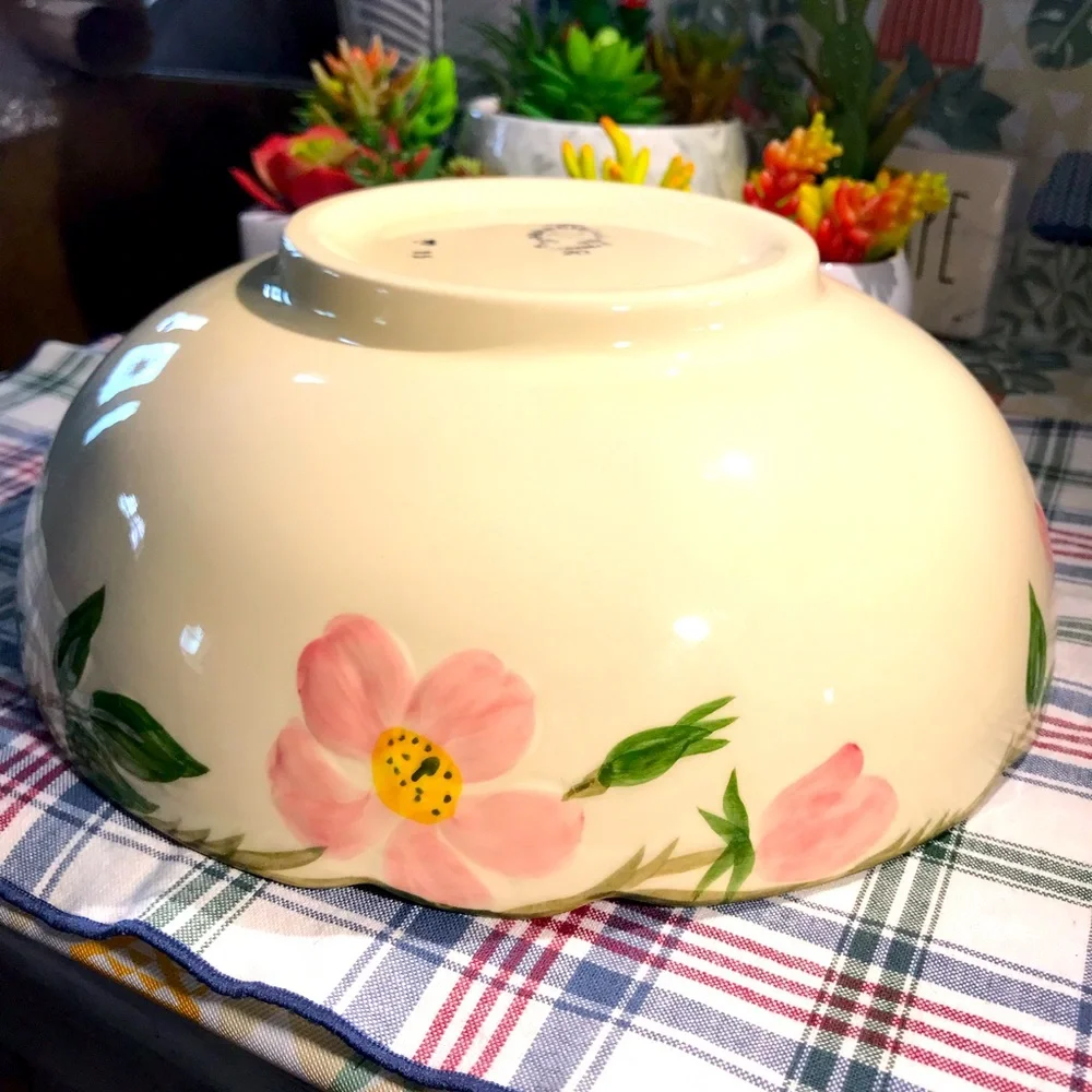 Vintage 1950 Franciscan Desert Rose Large Salad/Serving Bowl Scalloped Rim. - Picture 7 of 12